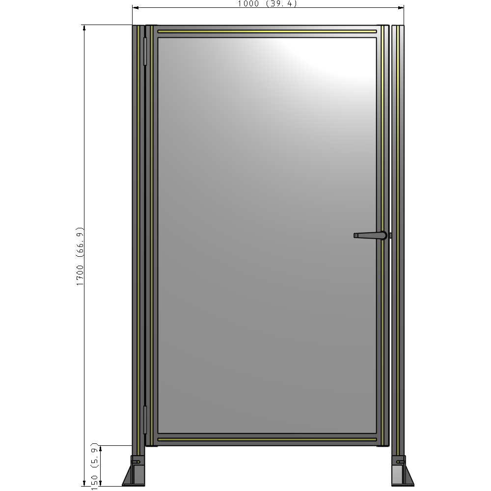G5-1700-1000-0150-EYPTA DOOR-ROBUST FRAME, HANDLE/INTERNAL EGRESS ON RIGHT 1700MM X 1000MM 1/4" POLYCARBONATE, ASSEMBLED