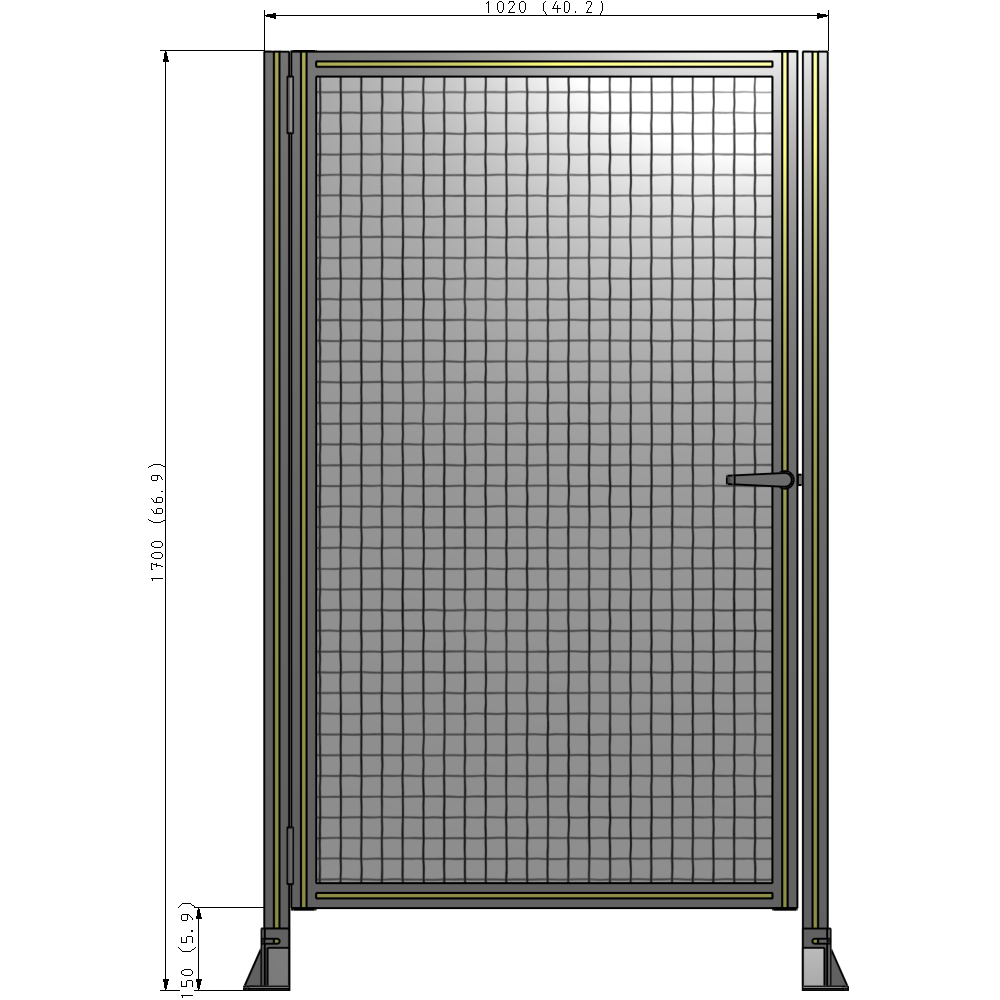 G5-1700-1020-0150-EYMTA DOOR-ROBUST FRAME, HANDLE/INTERNAL EGRESS ON RIGHT 1700MM X 1020MM 1" MESH, FULLY ASSEMBLED