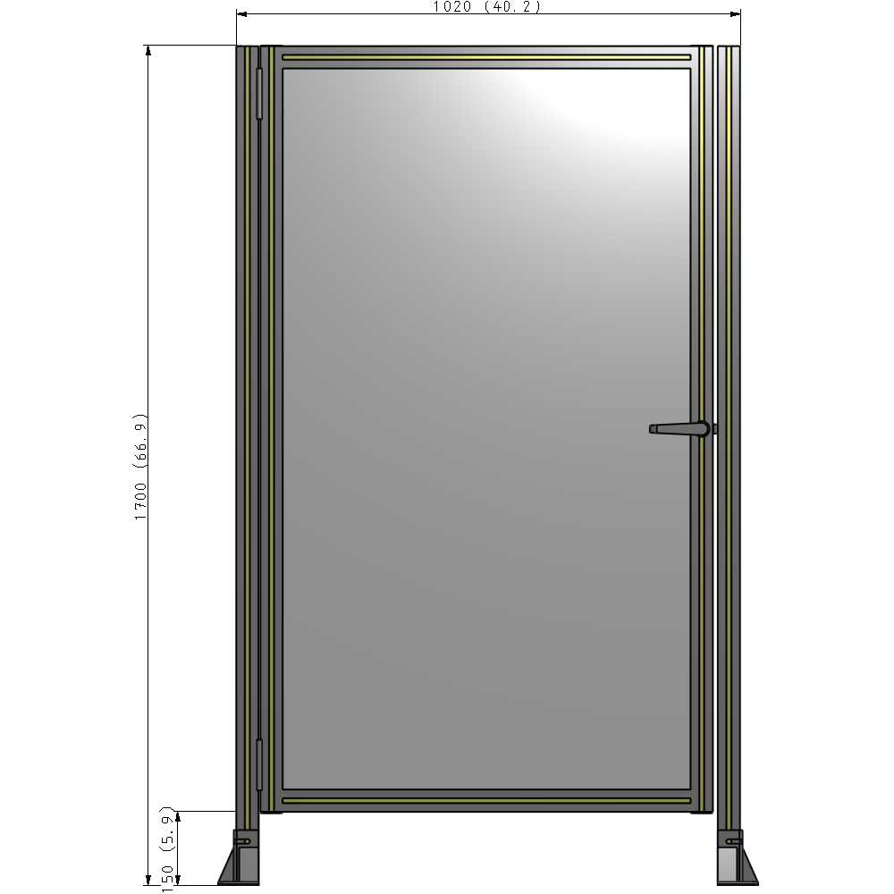 G5-1700-1020-0150-EYPTK DOOR-ROBUST FRAME, HANDLE/INTERNAL EGRESS ON RIGHT 1700MM X 1020MM 1/4" POLYCARBONATE, AS A KIT