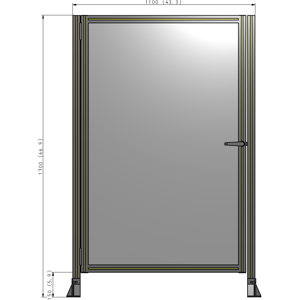 G5-1700-1100-0150-EYPTK DOOR-ROBUST FRAME, HANDLE/INTERNAL EGRESS ON RIGHT 1700MM X 1100MM 1/4" POLYCARBONATE, AS A KIT
