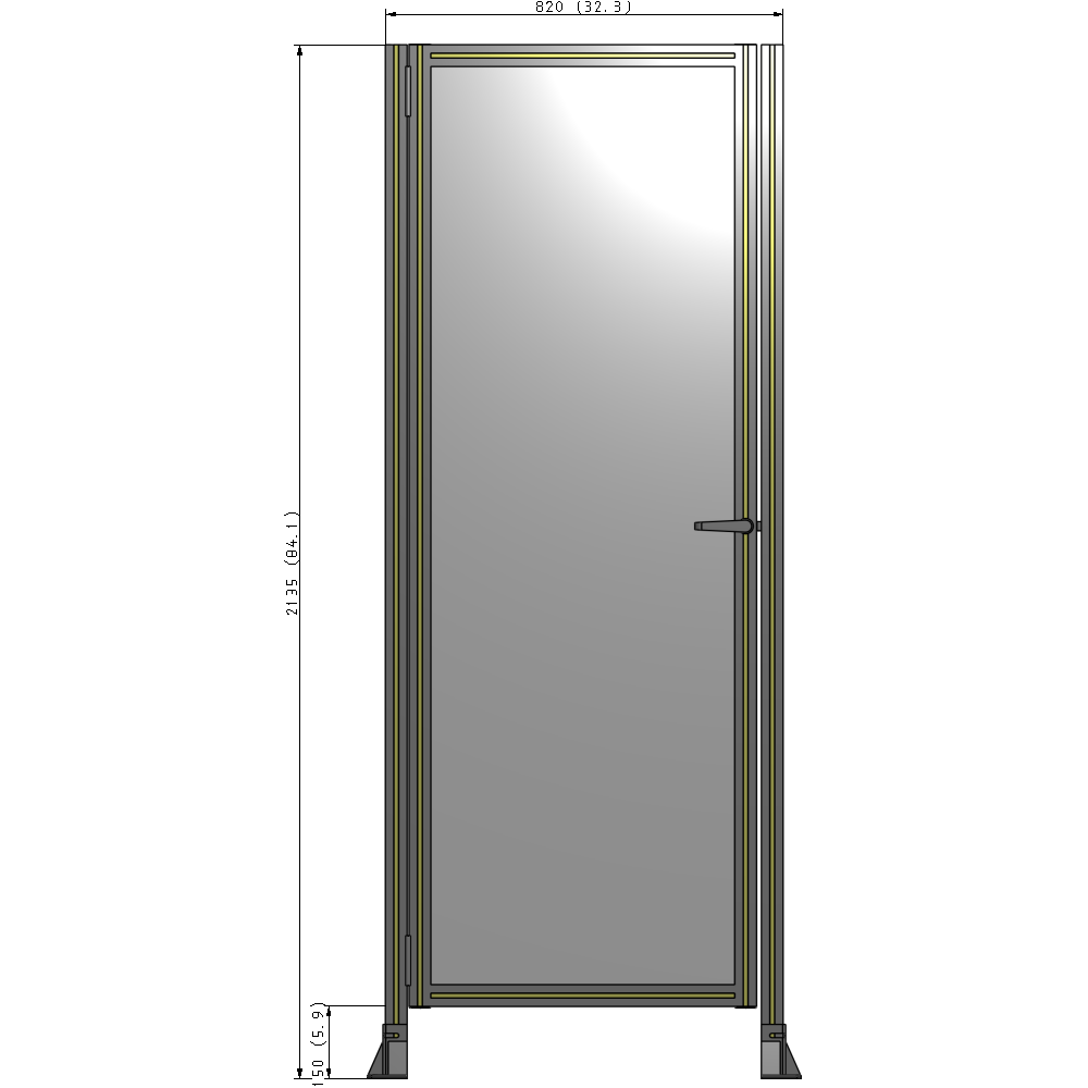 G5-2135-0820-0150-EYPTK DOOR-ROBUST FRAME, HANDLE/INTERNAL EGRESS ON RIGHT 2135MM X 820MM 1/4" POLYCARBONATE, AS A KIT