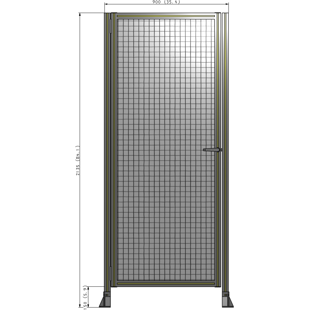 G5-2135-0900-0150-EYMTK DOOR-ROBUST FRAME, HANDLE/INTERNAL EGRESS ON RIGHT 2135MM X 900MM 1" MESH, AS A KIT