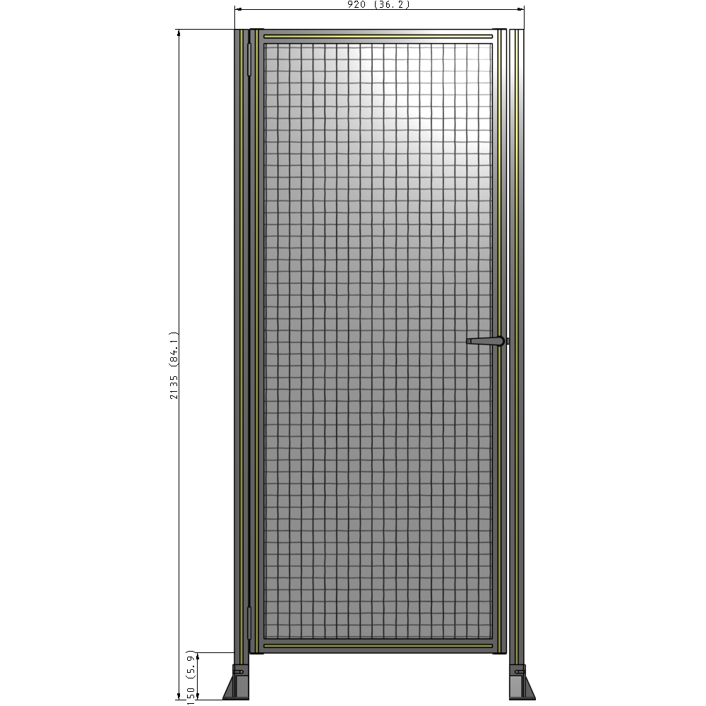 G5-2135-0920-0150-EYMTK DOOR-ROBUST FRAME, HANDLE/INTERNAL EGRESS ON RIGHT 2135MM X 920MM 1" MESH, AS A KIT