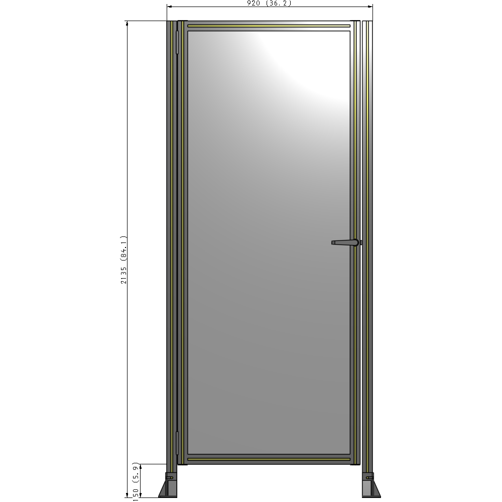 G5-2135-0920-0150-EYPTK DOOR-ROBUST FRAME, HANDLE/INTERNAL EGRESS ON RIGHT 2135MM X 920MM 1/4" POLYCARBONATE, AS A KIT