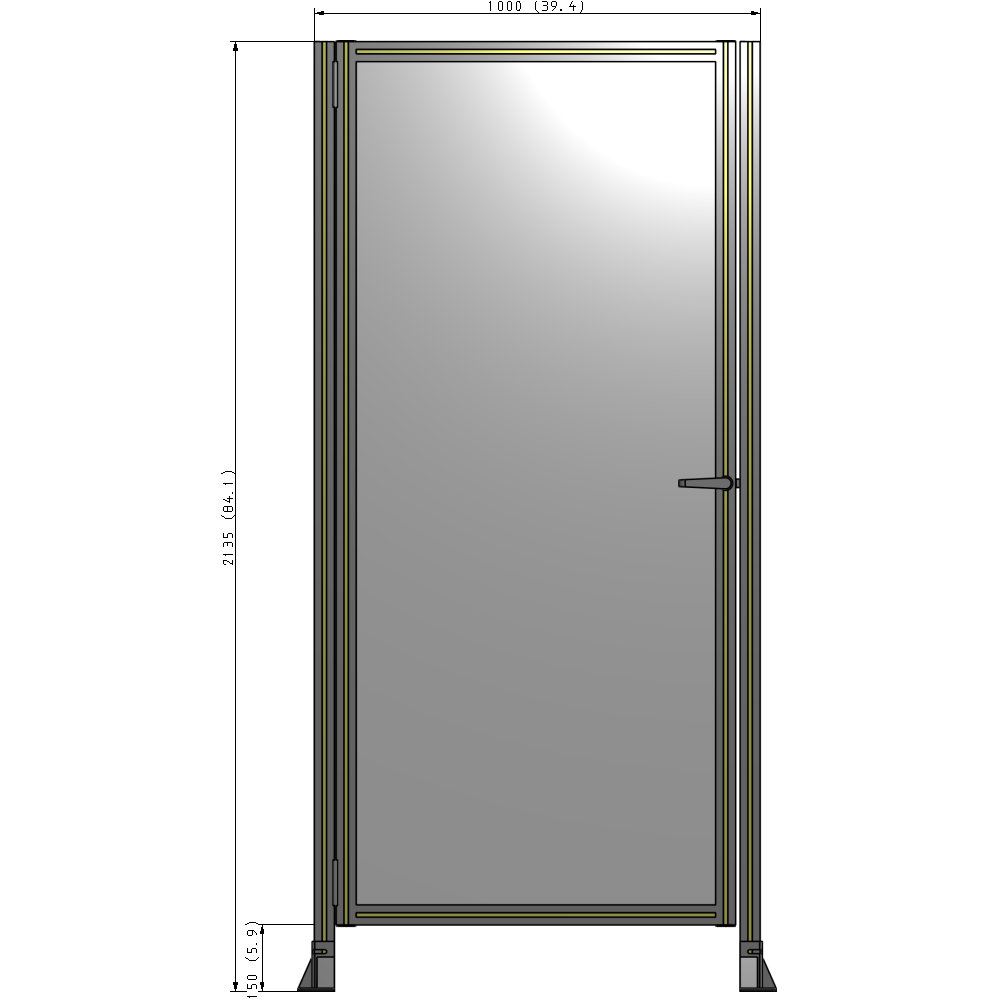 G5-2135-1000-0150-EYPTK DOOR-ROBUST FRAME, HANDLE/INTERNAL EGRESS ON RIGHT 2135MM X 1000MM 1/4" POLYCARBONATE, AS A KIT