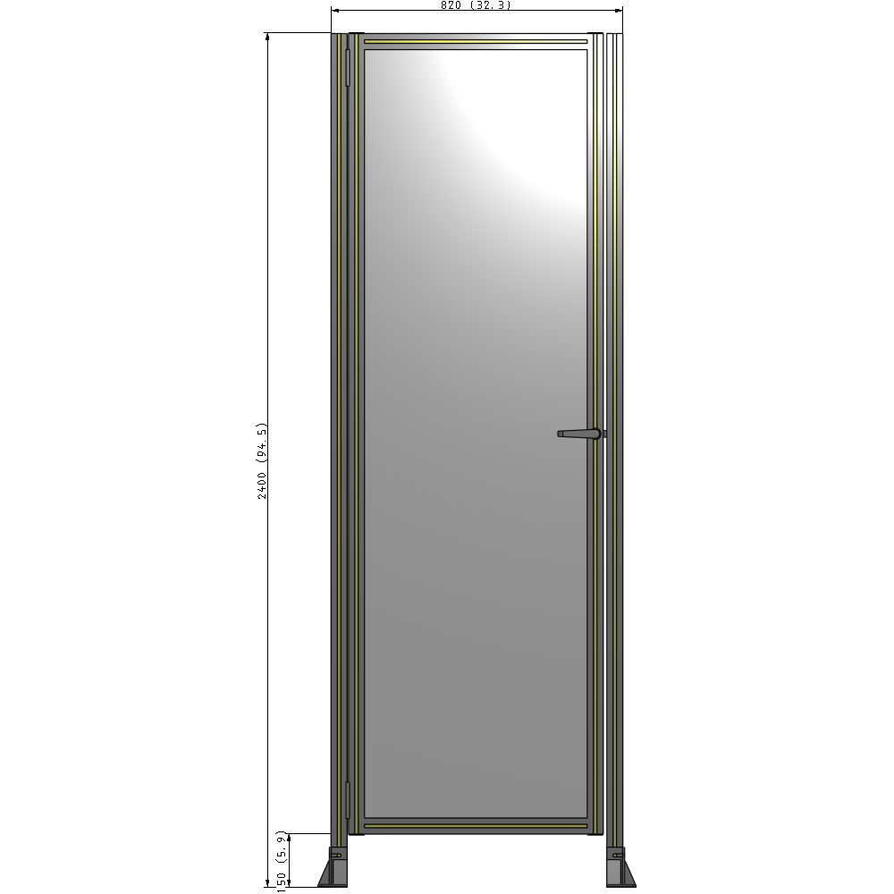 G5-2400-0820-0150-EYPTA DOOR-ROBUST FRAME, HANDLE/INTERNAL EGRESS ON RIGHT 2135MM X 820MM 1/4" POLYCARBONATE, ASSEMBLED
