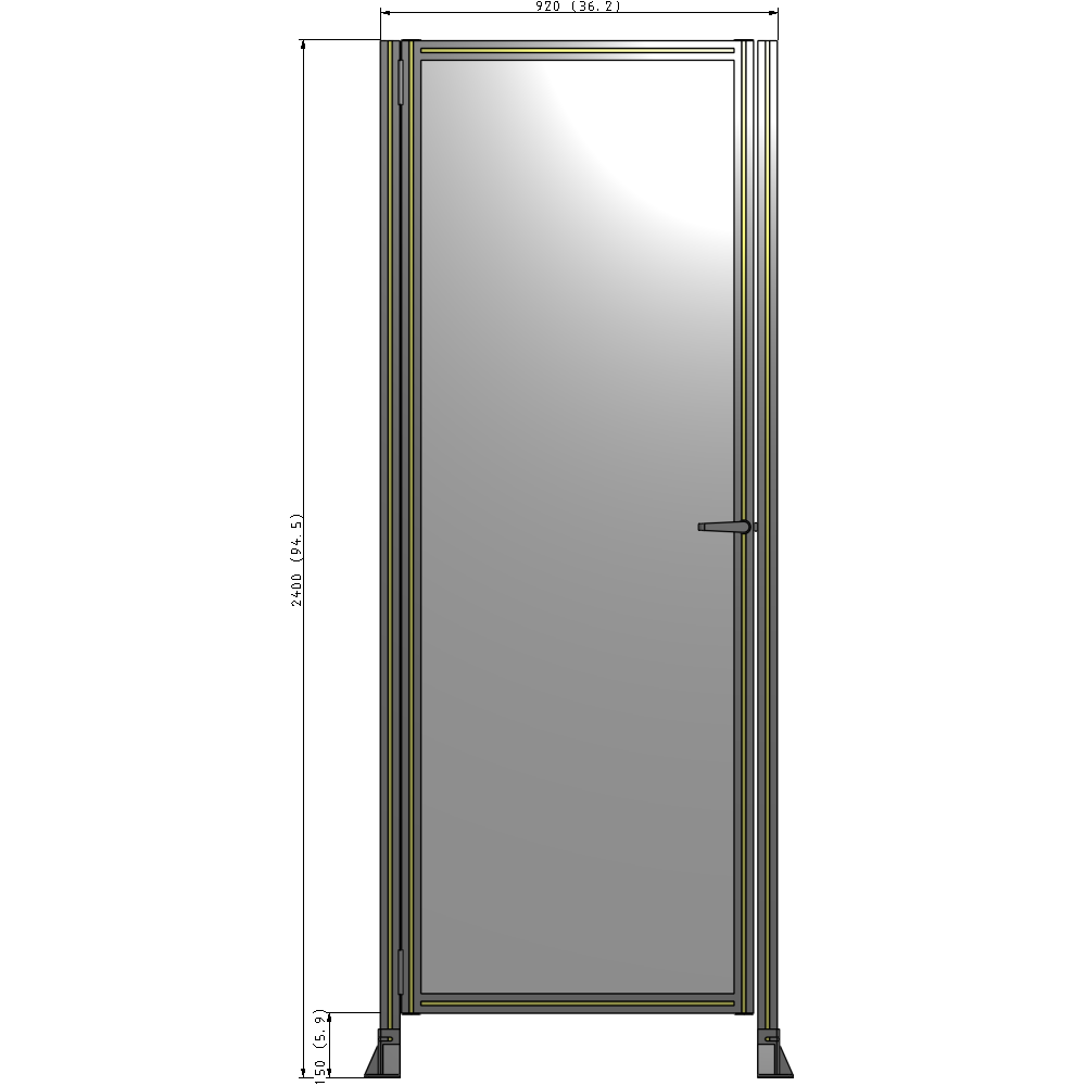 G5-2400-0920-0150-EYPTA DOOR-ROBUST FRAME, HANDLE/INTERNAL EGRESS ON RIGHT 2135MM X 920MM 1/4" POLYCARBONATE, ASSEMBLED