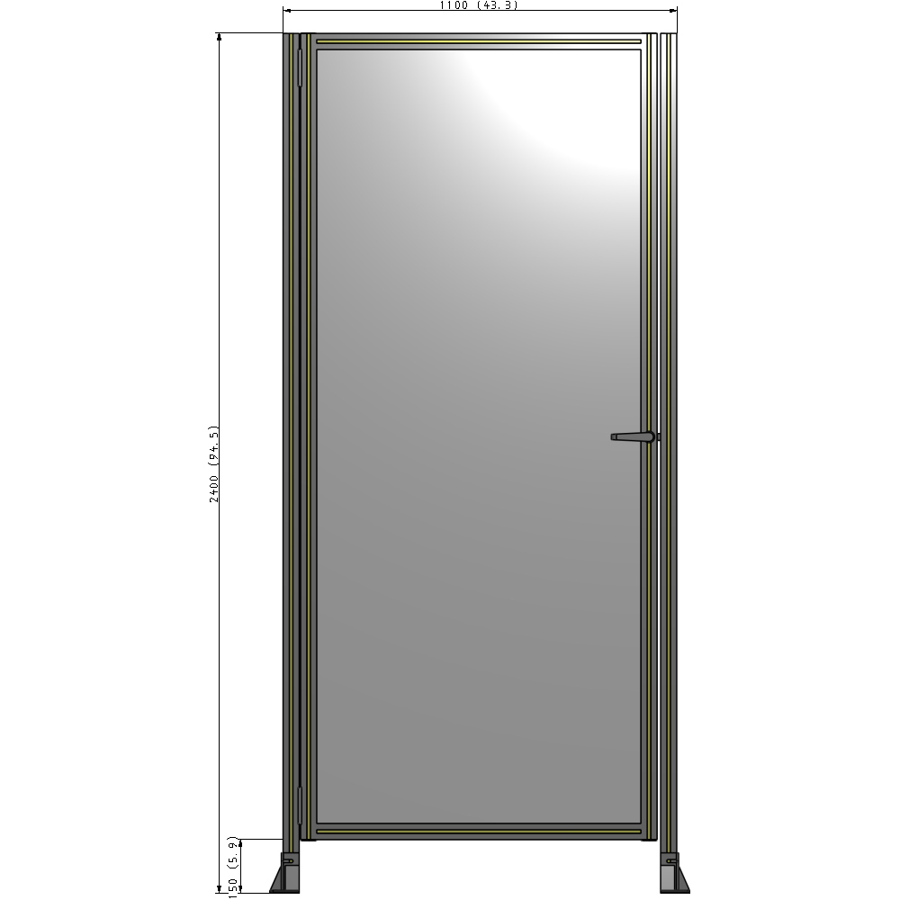 G5-2400-1100-0150-EYPTK DOOR-ROBUST FRAME, HANDLE/INTERNAL EGRESS ON RIGHT 2135MM X 1100MM 1/4" POLYCARBONATE, AS A KB100:B195IT