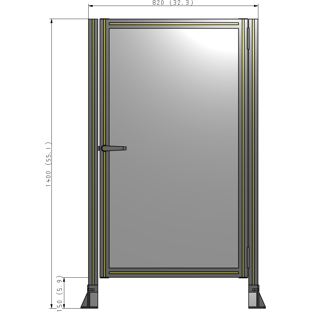 G6-1400-0820-0150-EYPTA DOOR-ROBUST FRAME, HANDLE/INTERNAL EGRESS ON LEFT 1400MM X 820MM 1/4" POLYCARBONATE, ASSEMBLED