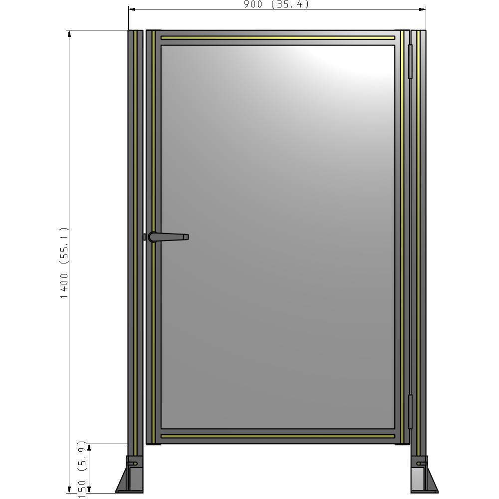 G6-1400-0900-0150-EYPTA DOOR-ROBUST FRAME, HANDLE/INTERNAL EGRESS ON LEFT 1400MM X 900MM 1/4" POLYCARBONATE, ASSEMBLED