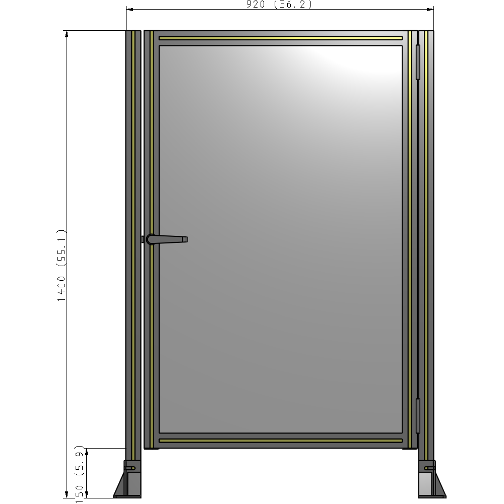 G6-1400-0920-0150-EYPTA DOOR-ROBUST FRAME, HANDLE/INTERNAL EGRESS ON LEFT 1400MM X 920MM 1/4" POLYCARBONATE, ASSEMBLED