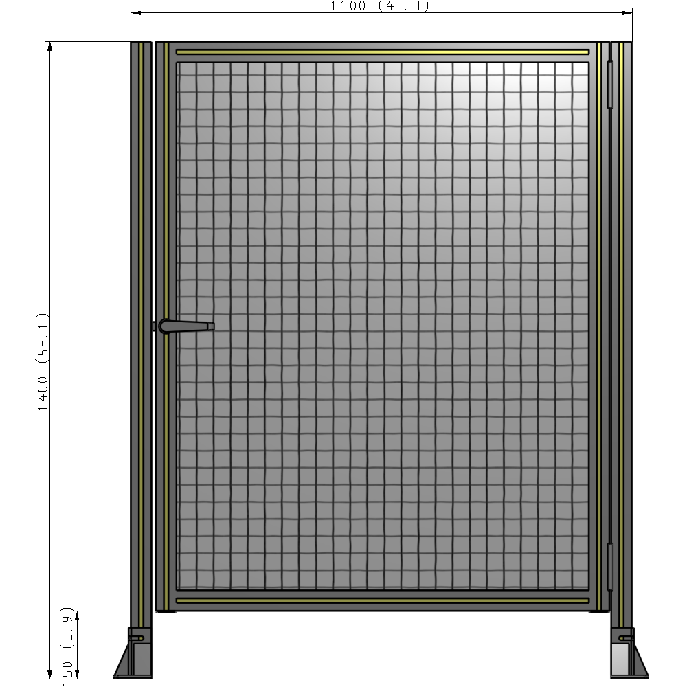 G6-1400-1100-0150-EYMTA DOOR-ROBUST FRAME, HANDLE/INTERNAL EGRESS ON LEFT 1400MM X 1100MM 1" MESH, FULLY ASSEMBLED