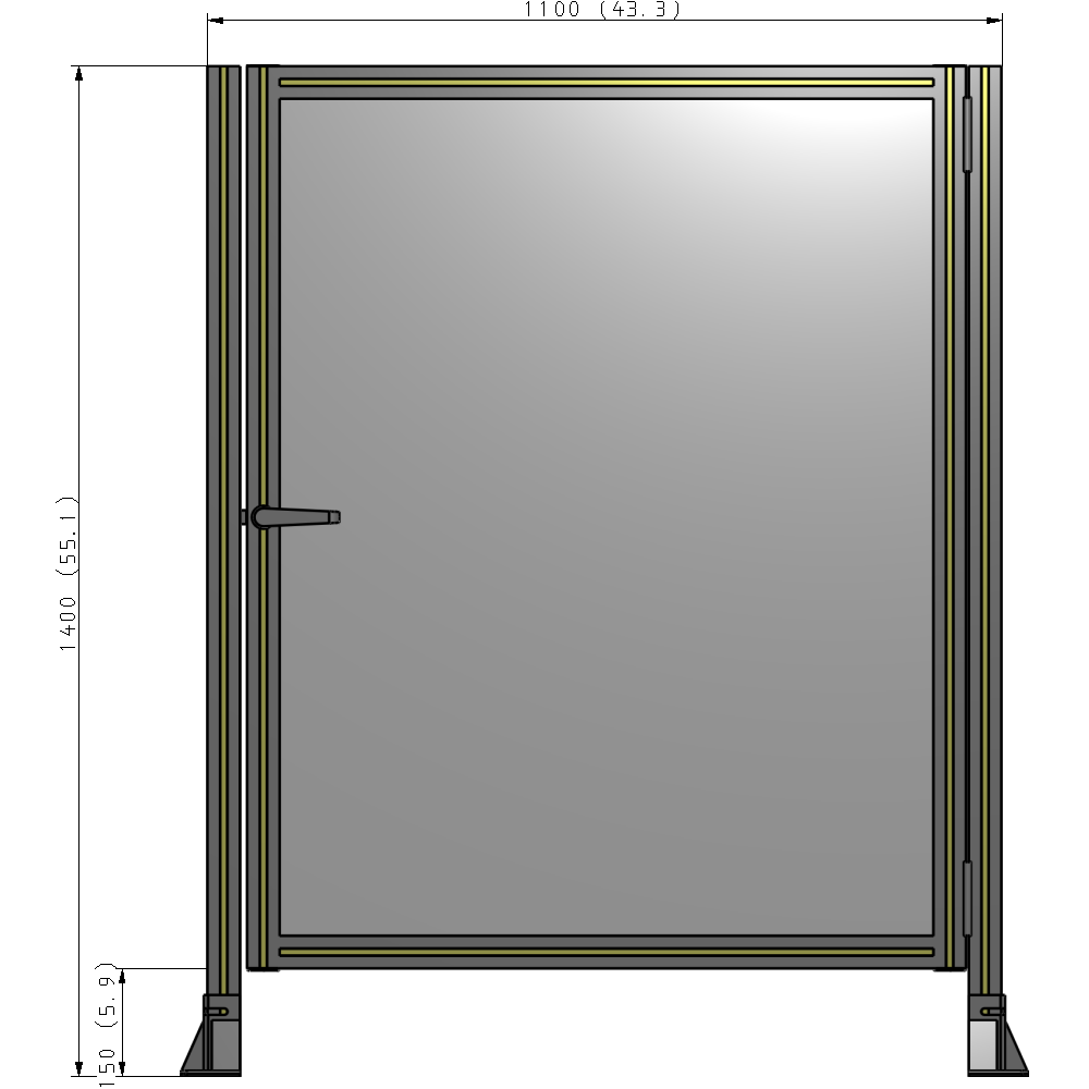 G6-1400-1100-0150-EYPTK DOOR-ROBUST FRAME, HANDLE/INTERNAL EGRESS ON LEFT 1400MM X 1100MM 1/4" POLYCARBONATE, AS A KIT