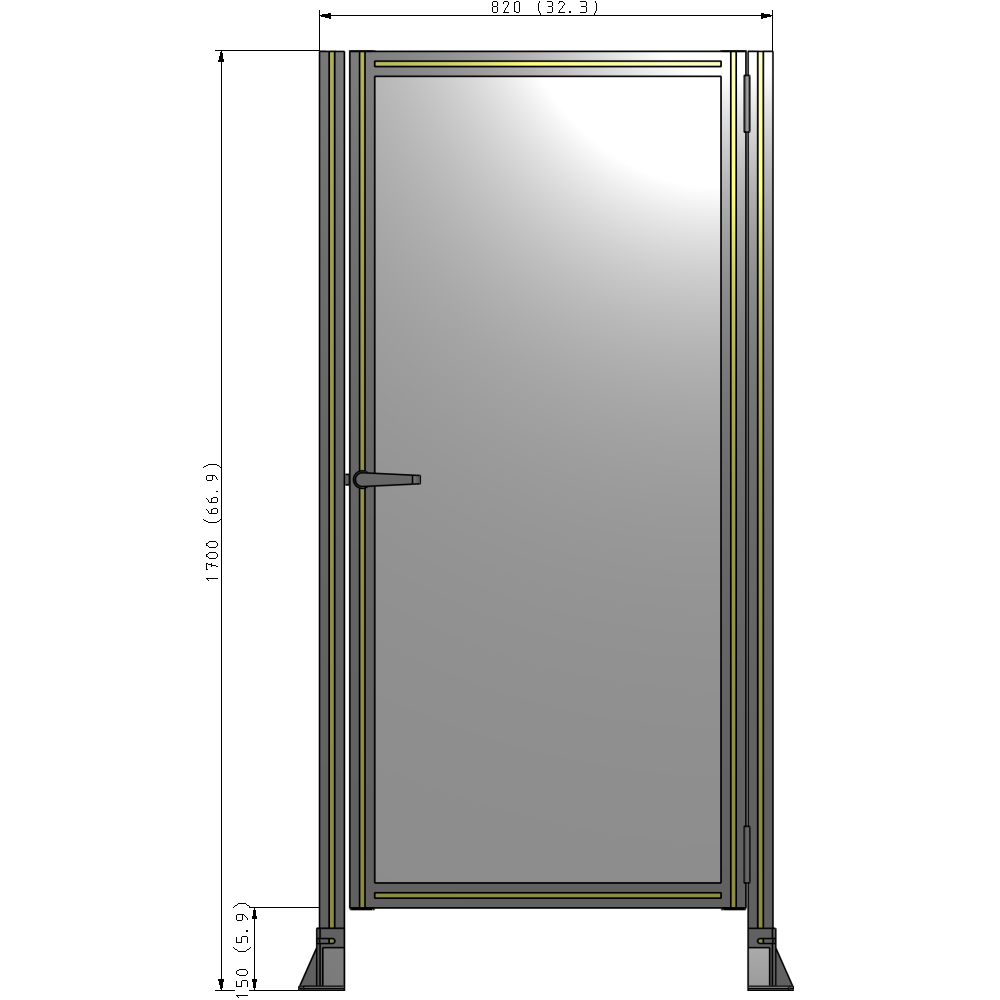 G6-1700-0820-0150-EYPTK DOOR-ROBUST FRAME, HANDLE/INTERNAL EGRESS ON LEFT 1700MM X 820MM 1/4" POLYCARBONATE, ASSEMBLED
