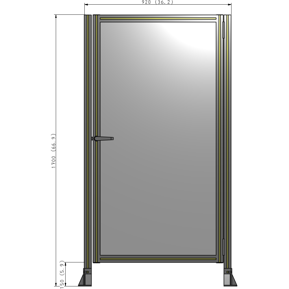 G6-1700-0920-0150-EYPTK DOOR-ROBUST FRAME, HANDLE/INTERNAL EGRESS ON LEFT 1700MM X 920MM 1/4" POLYCARBONATE, AS A KIT