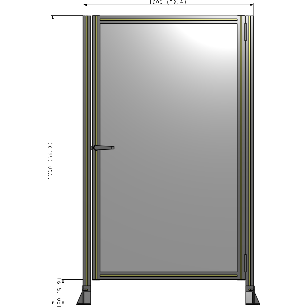 G6-1700-1000-0150-EYPTK DOOR-ROBUST FRAME, HANDLE/INTERNAL EGRESS ON LEFT 1700MM X 1000MM 1/4" POLYCARBONATE, AS A KIT