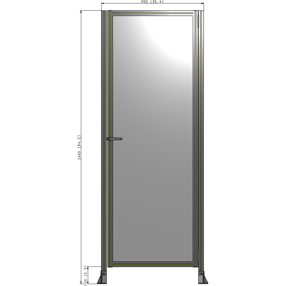 G6-2400-0900-0150-EYPTK DOOR-ROBUST FRAME, HANDLE/INTERNAL EGRESS ON LEFT 2135MM X 900MM 1/4" POLYCARBONATE, AS A KIT