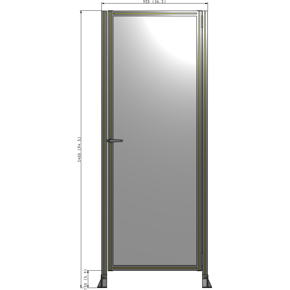 G6-2400-0920-0150-EYPTA DOOR-ROBUST FRAME, HANDLE/INTERNAL EGRESS ON LEFT 2135MM X 920MM 1/4" POLYCARBONATE, ASSEMBLED