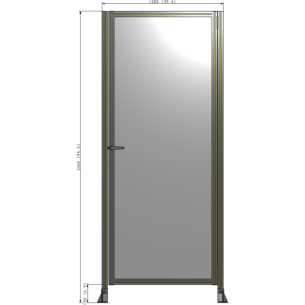 G6-2400-1000-0150-EYPTK DOOR-ROBUST FRAME, HANDLE/INTERNAL EGRESS ON LEFT 2135MM X 1000MM 1/4" POLYCARBONATE, AS A KIT