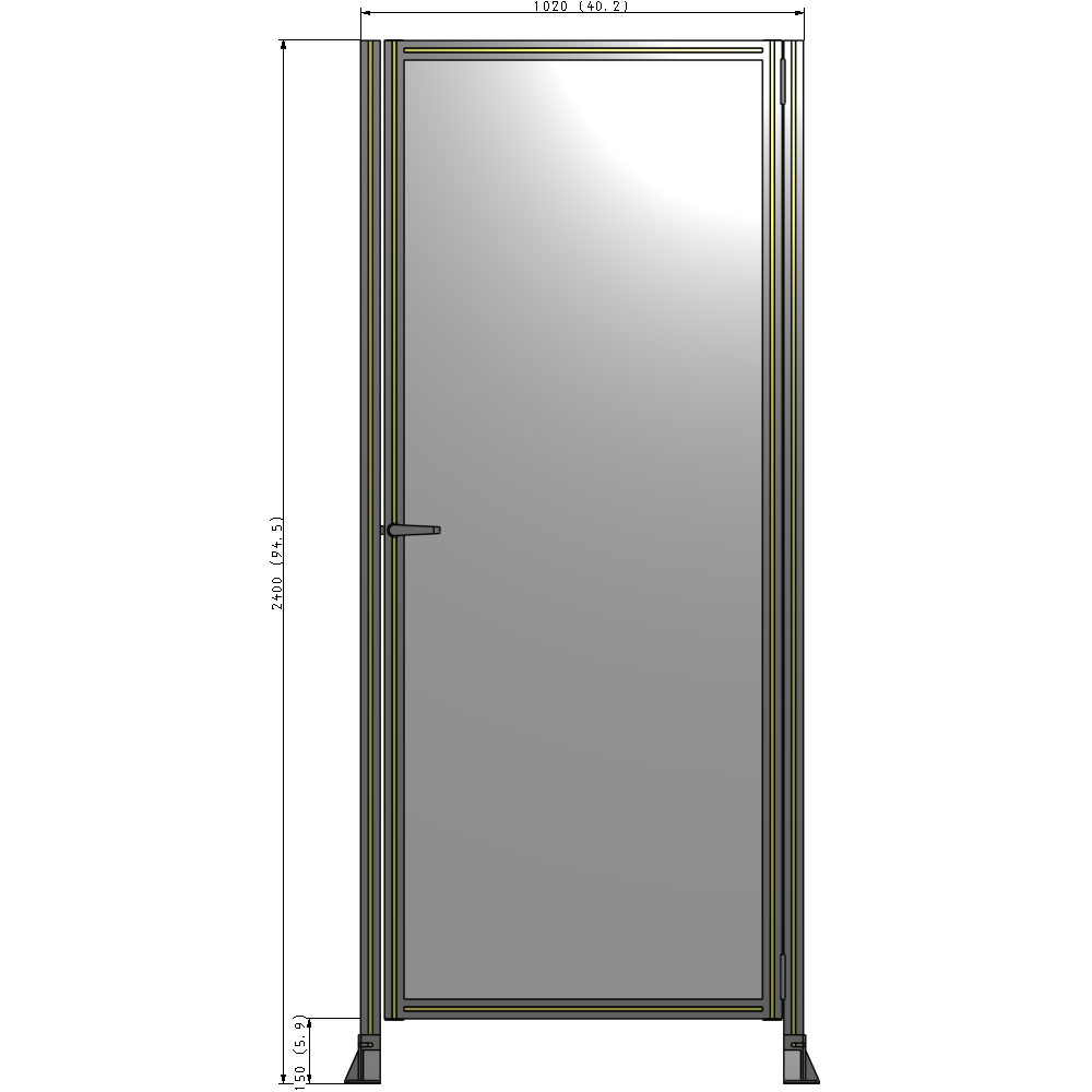 G6-2400-1020-0150-EYPTA DOOR-ROBUST FRAME, HANDLE/INTERNAL EGRESS ON LEFT 2135MM X 1020MM 1/4" POLYCARBONATE, ASSEMBLED