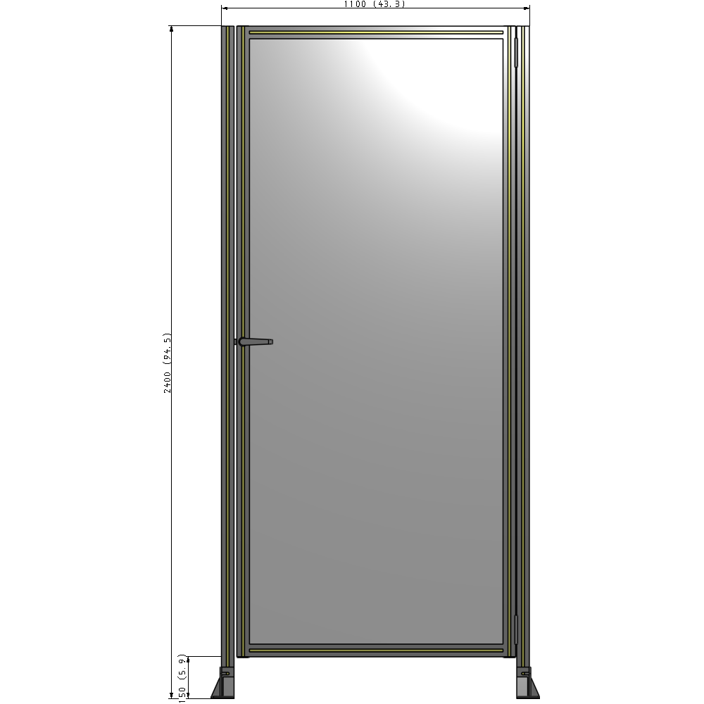 G6-2400-1100-0150-EYPTK DOOR-ROBUST FRAME, HANDLE/INTERNAL EGRESS ON LEFT 2135MM X 1100MM 1/4" POLYCARBONATE, AS A KB100:B195IT