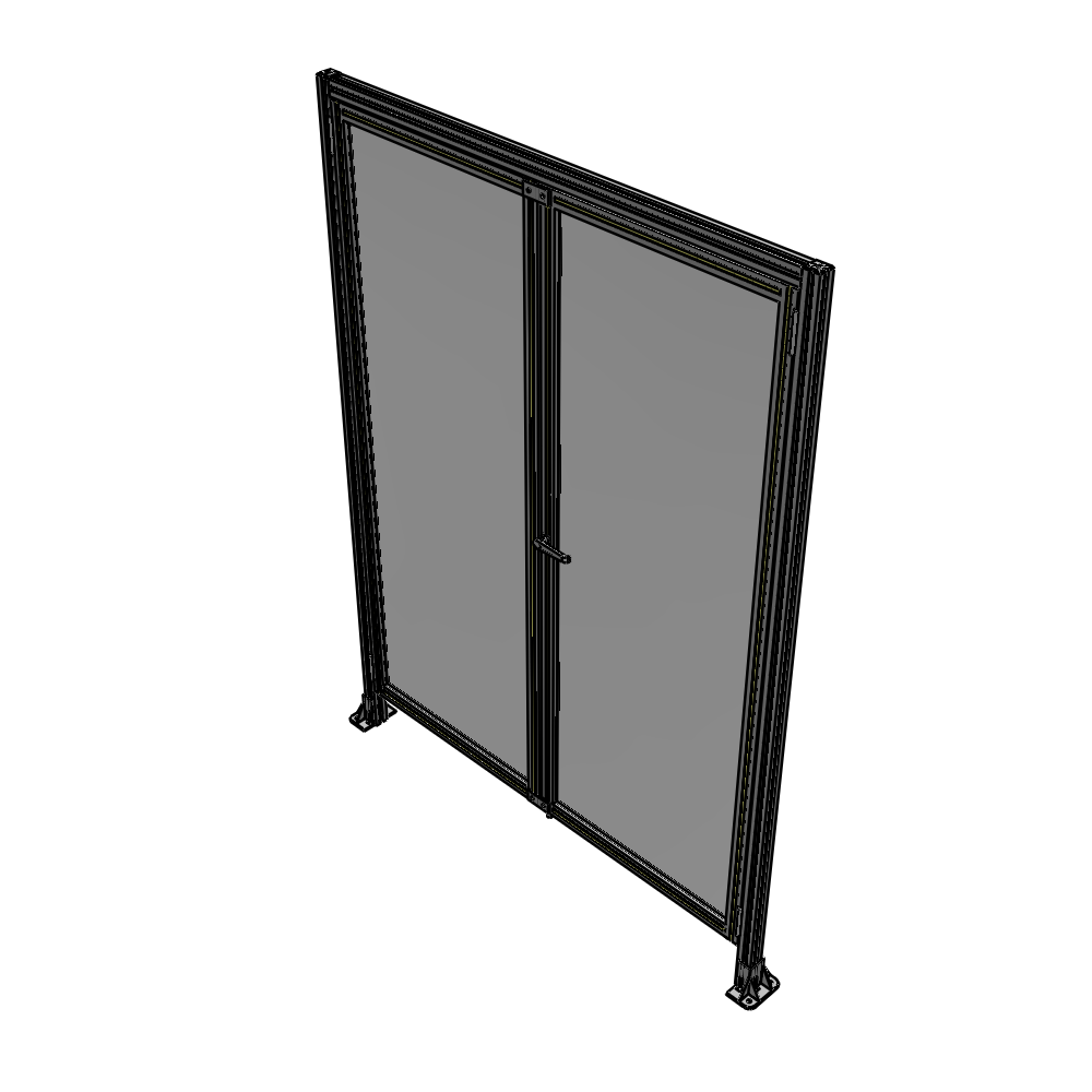J1-2135-1600-0150-UYPTA SINGLE PANEL, DOUBLE DOOR WITH HEADER-HANDLE ON RIGHT 2135MM X 1600MM  1/4" POLYCARBONATE, ASSEMBLED