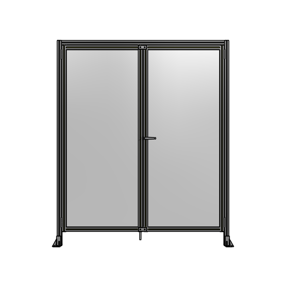 J1-2135-1800-0150-UYPTK SINGLE PANEL, DOUBLE DOOR WITH HEADER-HANDLE ON RIGHT 2135MM X 1800MM  1/4" POLYCARBONATE, AS A KIT