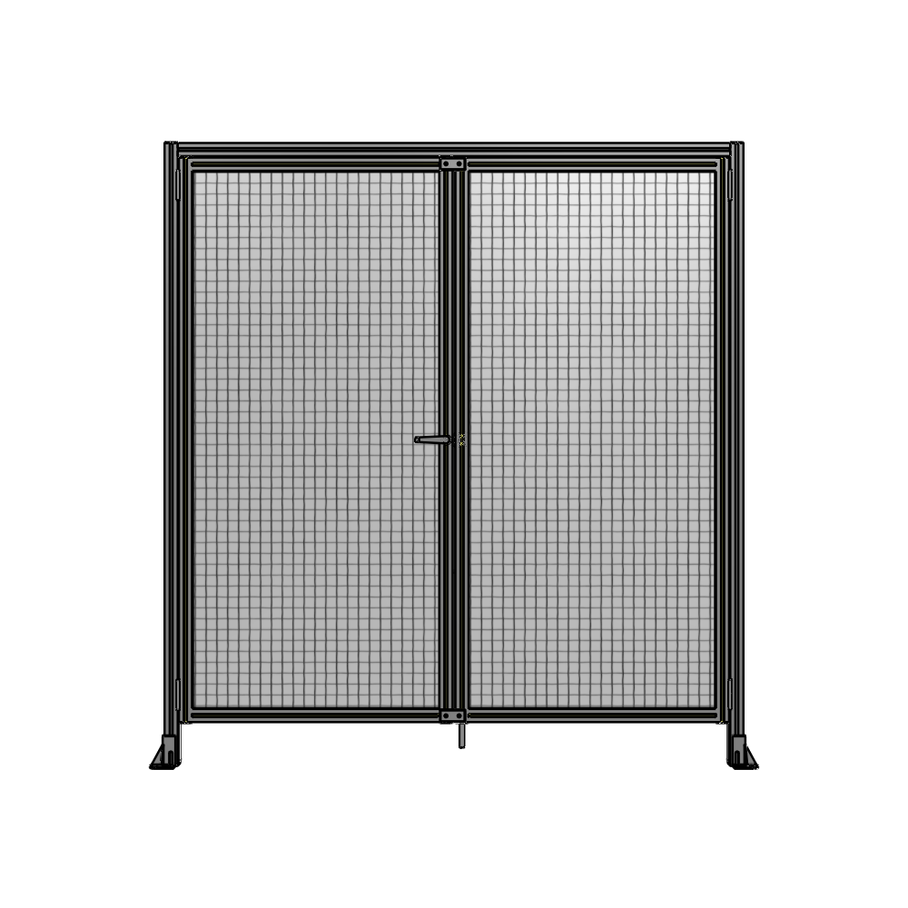 J1-2135-2000-0150-TYMTA SINGLE PANEL, DOUBLE DOOR WITH HEADER-HANDLE ON LEFT 2135MM X 2000MM  1" MESH, ASSEMBLED