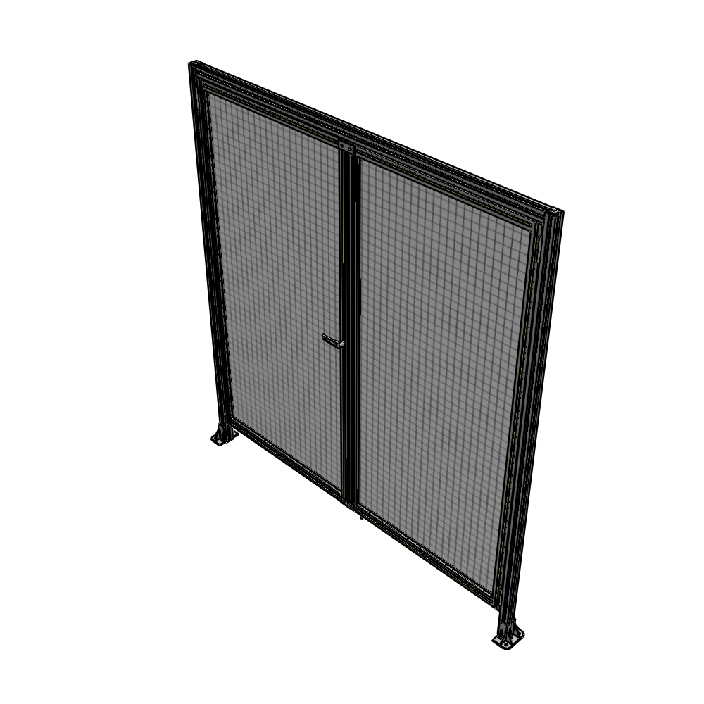 J1-2135-2000-0150-TYMTA SINGLE PANEL, DOUBLE DOOR WITH HEADER-HANDLE ON LEFT 2135MM X 2000MM  1" MESH, ASSEMBLED