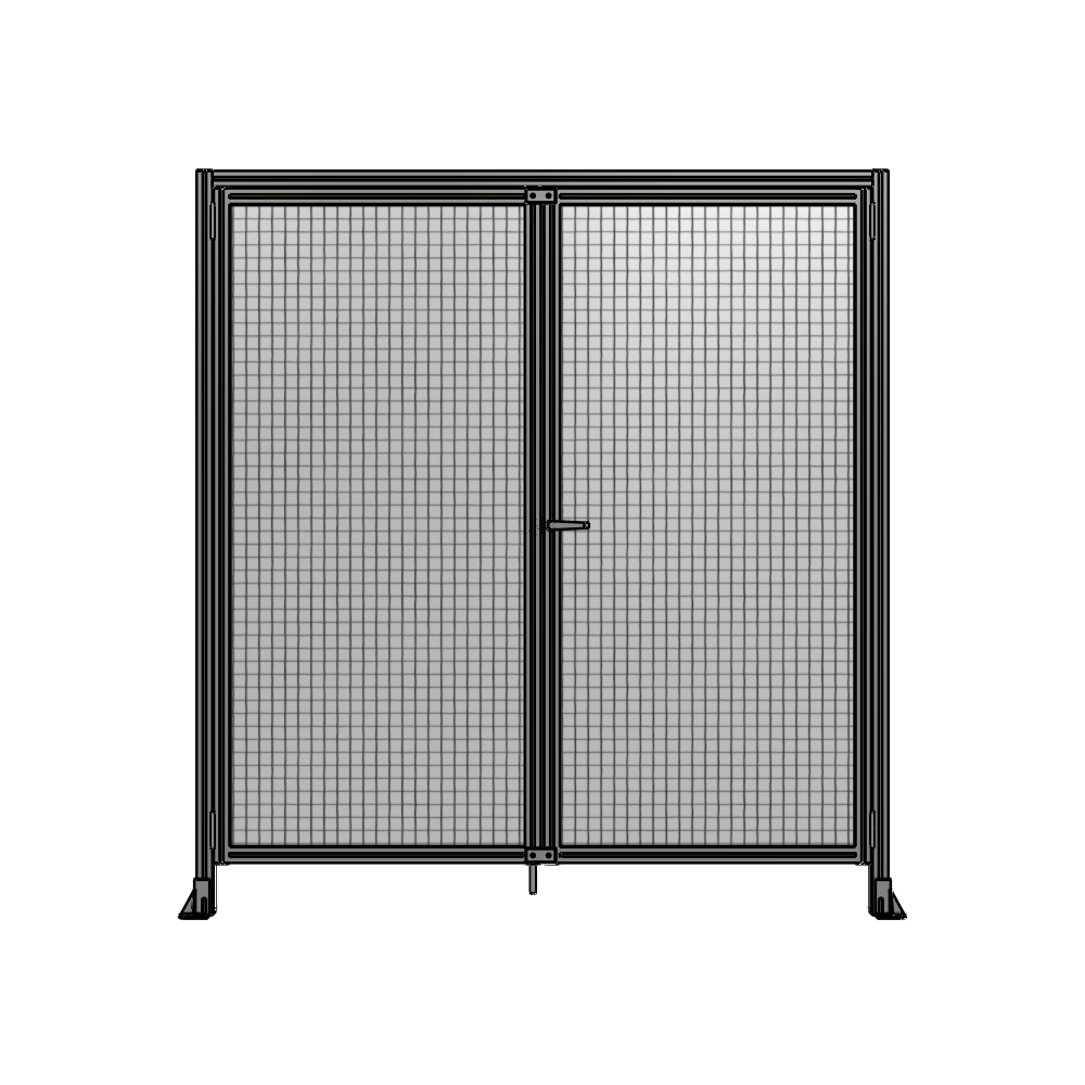 J1-2135-2000-0150-UYMTA SINGLE PANEL, DOUBLE DOOR WITH HEADER-HANDLE ON RIGHT 2135MM X 2000MM  1" MESH, ASSEMBLED