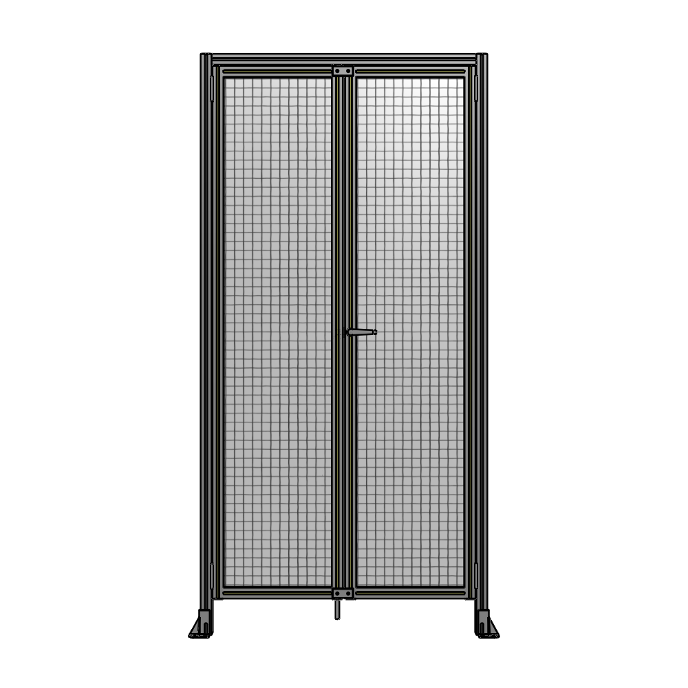 J1-2400-1200-0150-UYMTA SINGLE PANEL, DOUBLE DOOR WITH HEADER-HANDLE ON RIGHT 2400MM X 1200MM  1" MESH, ASSEMBLED