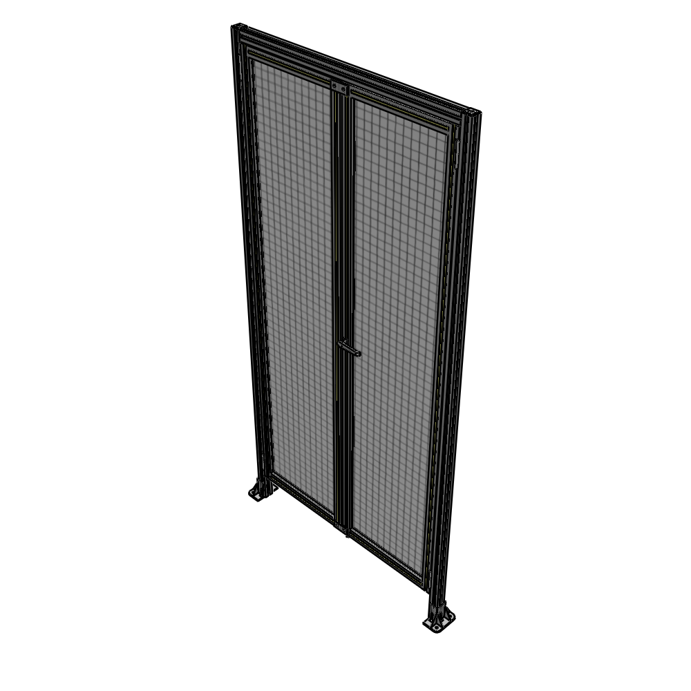 J1-2400-1200-0150-UYMTA SINGLE PANEL, DOUBLE DOOR WITH HEADER-HANDLE ON RIGHT 2400MM X 1200MM  1" MESH, ASSEMBLED