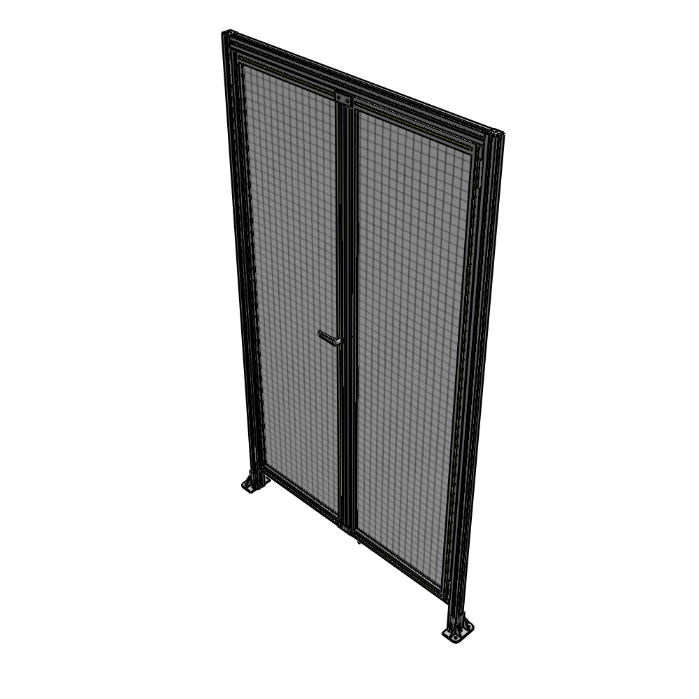 J1-2400-1400-0150-TYMTA SINGLE PANEL, DOUBLE DOOR WITH HEADER-HANDLE ON LEFT 2400MM X 1400MM  1" MESH, ASSEMBLED