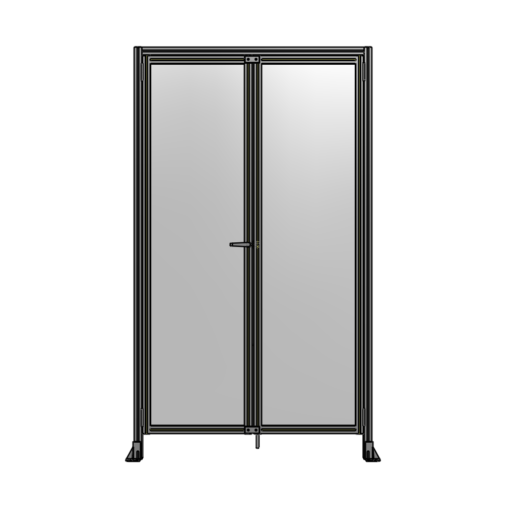 J1-2400-1400-0150-TYPTA SINGLE PANEL, DOUBLE DOOR WITH HEADER-HANDLE ON LEFT 2400MM X 1400MM  1/4" POLYCARBONATE, ASSEMBLED