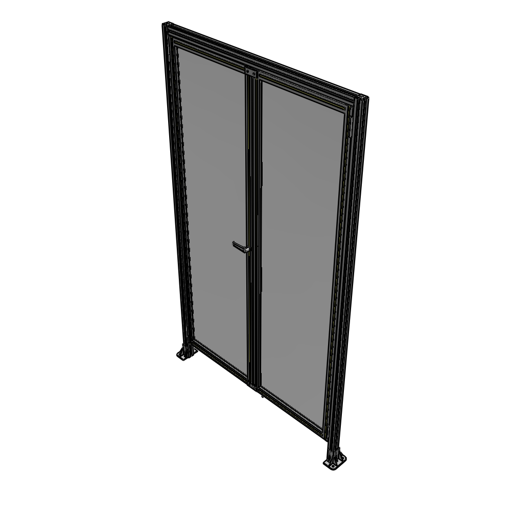 J1-2400-1400-0150-TYPTA SINGLE PANEL, DOUBLE DOOR WITH HEADER-HANDLE ON LEFT 2400MM X 1400MM  1/4" POLYCARBONATE, ASSEMBLED