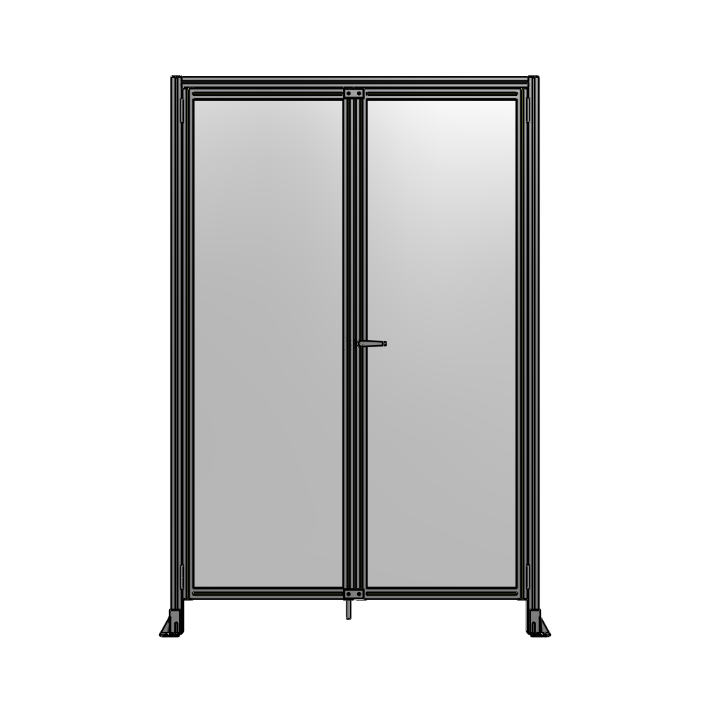 J1-2400-1600-0150-UYPTA SINGLE PANEL, DOUBLE DOOR WITH HEADER-HANDLE ON RIGHT 2400MM X 1600MM  1/4" POLYCARBONATE, ASSEMBLED