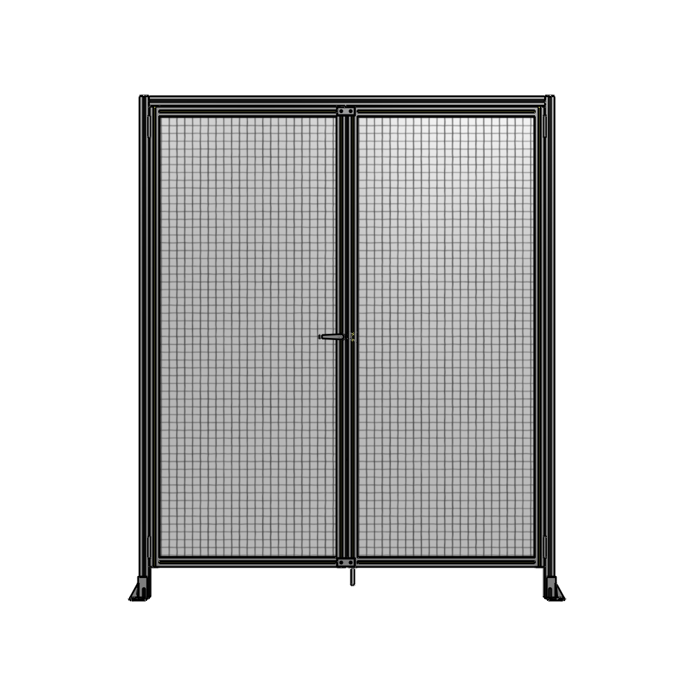 J1-2400-2000-0150-TYMTA SINGLE PANEL, DOUBLE DOOR WITH HEADER-HANDLE ON LEFT 2400MM X 2000MM  1" MESH, ASSEMBLED