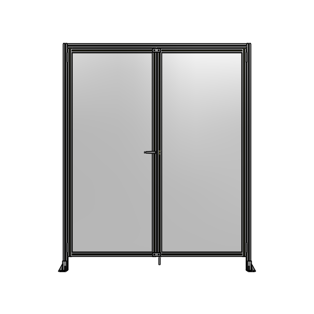 J1-2400-2000-0150-TYPTK SINGLE PANEL, DOUBLE DOOR WITH HEADER-HANDLE ON LEFT 2400MM X 2000MM  1/4" POLYCARBONATE, AS A KIT