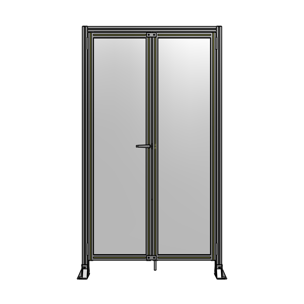 J3-2135-1200-0150-TYPTK SINGLE PANEL, DOUBLE DOOR-FRAME W/ HEADER-HANDLE ON LEFT 2135MM X 1200MM  1/4" POLYCARB, AS A KIT