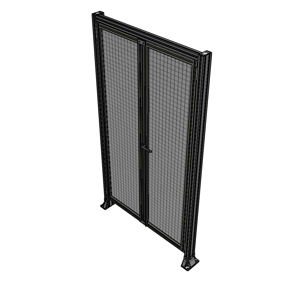 J3-2135-1200-0150-UYMTK SINGLE PANEL, DOUBLE DOOR-FRAME W/ HEADER-HANDLE ON RIGHT 2135MM X 1200MM  1" MESH, AS A KIT