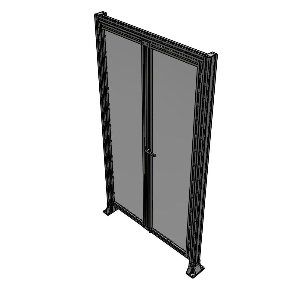 J3-2135-1200-0150-UYPTA SINGLE PANEL, DOUBLE DOOR-FRAME W/ HEADER-HANDLE ON RIGHT 2135MM X 1200MM  1/4" POLYCARB, ASSEMBLED