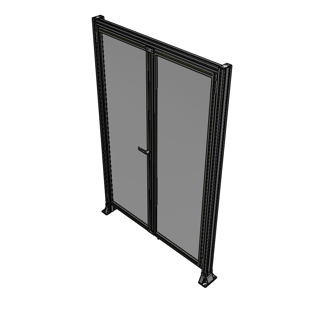 J3-2135-1400-0150-TYPTA SINGLE PANEL, DOUBLE DOOR-FRAME W/ HEADER-HANDLE ON LEFT 2135MM X 1400MM  1/4" POLYCARB, ASSEMBLED