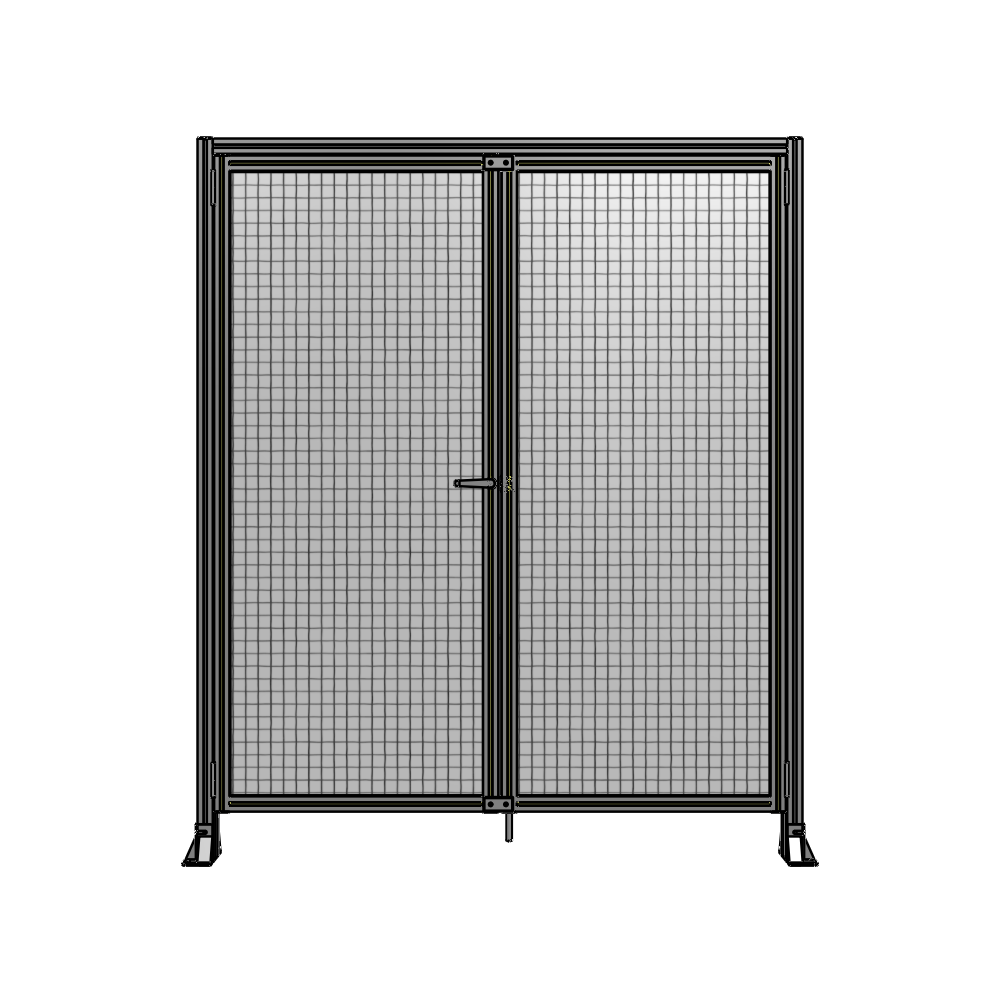 J3-2135-1800-0150-TYMTA SINGLE PANEL, DOUBLE DOOR-FRAME W/ HEADER-HANDLE ON LEFT 2135MM X 1800MM  1" MESH, ASSEMBLED