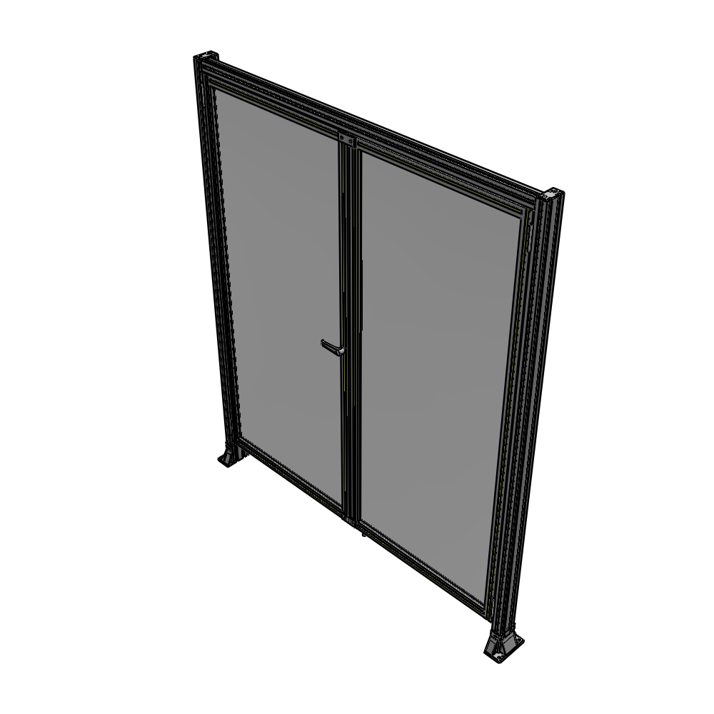 J3-2135-1800-0150-TYPTA SINGLE PANEL, DOUBLE DOOR-FRAME W/ HEADER-HANDLE ON LEFT 2135MM X 1800MM  1/4" POLYCARB, ASSEMBLED