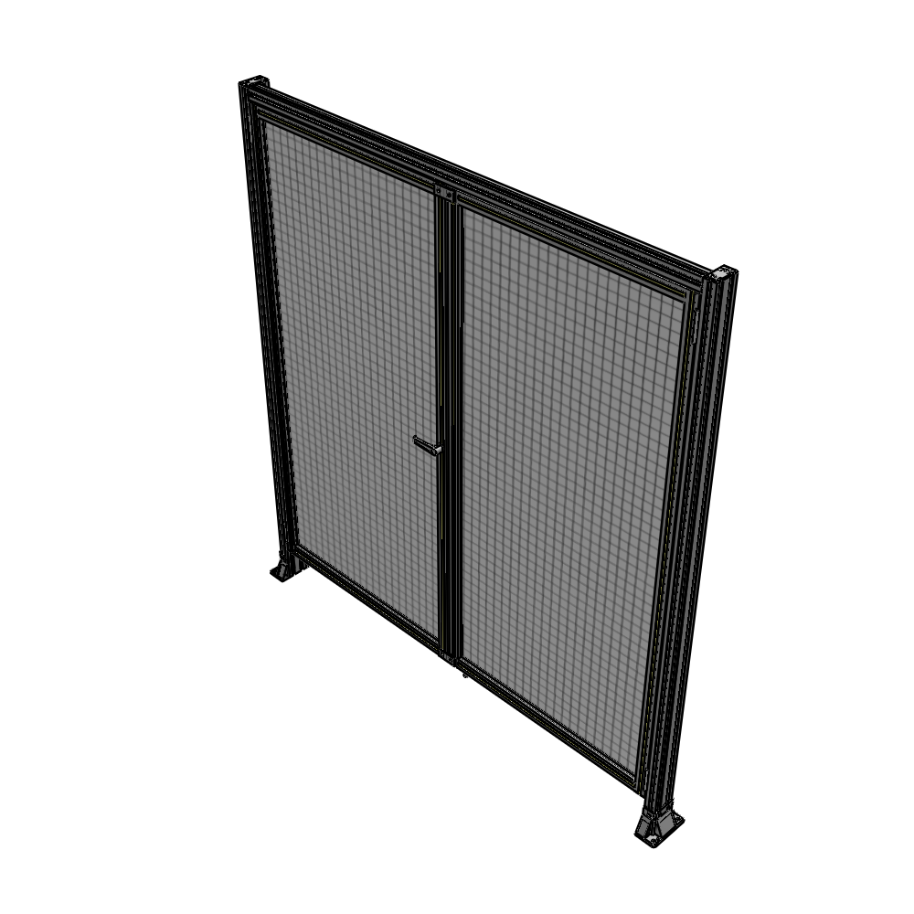 J3-2135-2000-0150-TYMTA SINGLE PANEL, DOUBLE DOOR-FRAME W/ HEADER-HANDLE ON LEFT 2135MM X 2000MM  1" MESH, ASSEMBLED