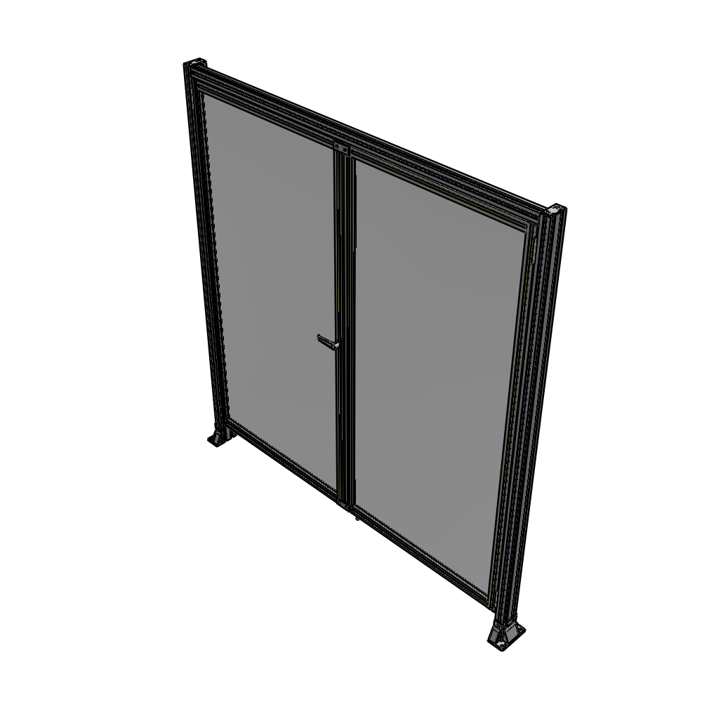 J3-2135-2000-0150-TYPTA SINGLE PANEL, DOUBLE DOOR-FRAME W/ HEADER-HANDLE ON LEFT 2135MM X 2000MM  1/4" POLYCARB, ASSEMBLED