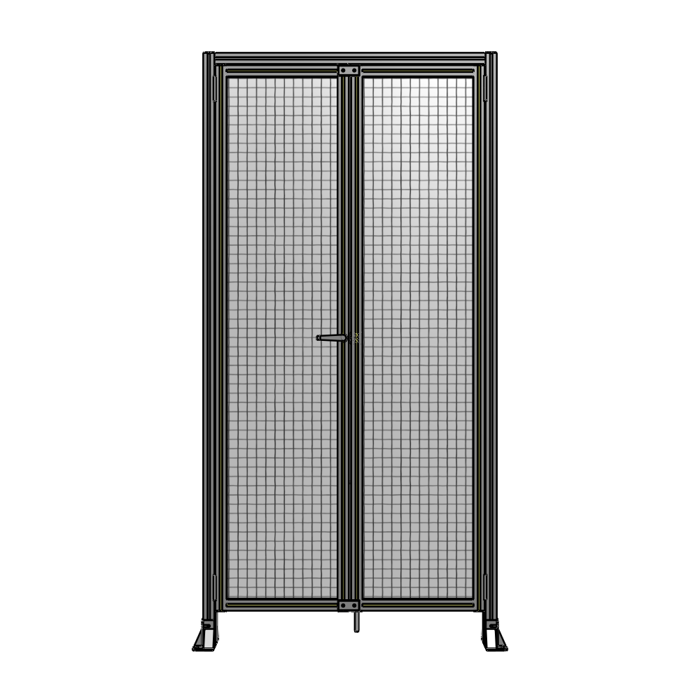 J3-2400-1200-0150-TYMTA SINGLE PANEL, DOUBLE DOOR-FRAME W/ HEADER-HANDLE ON LEFT 2400MM X 1200MM  1" MESH, ASSEMBLED
