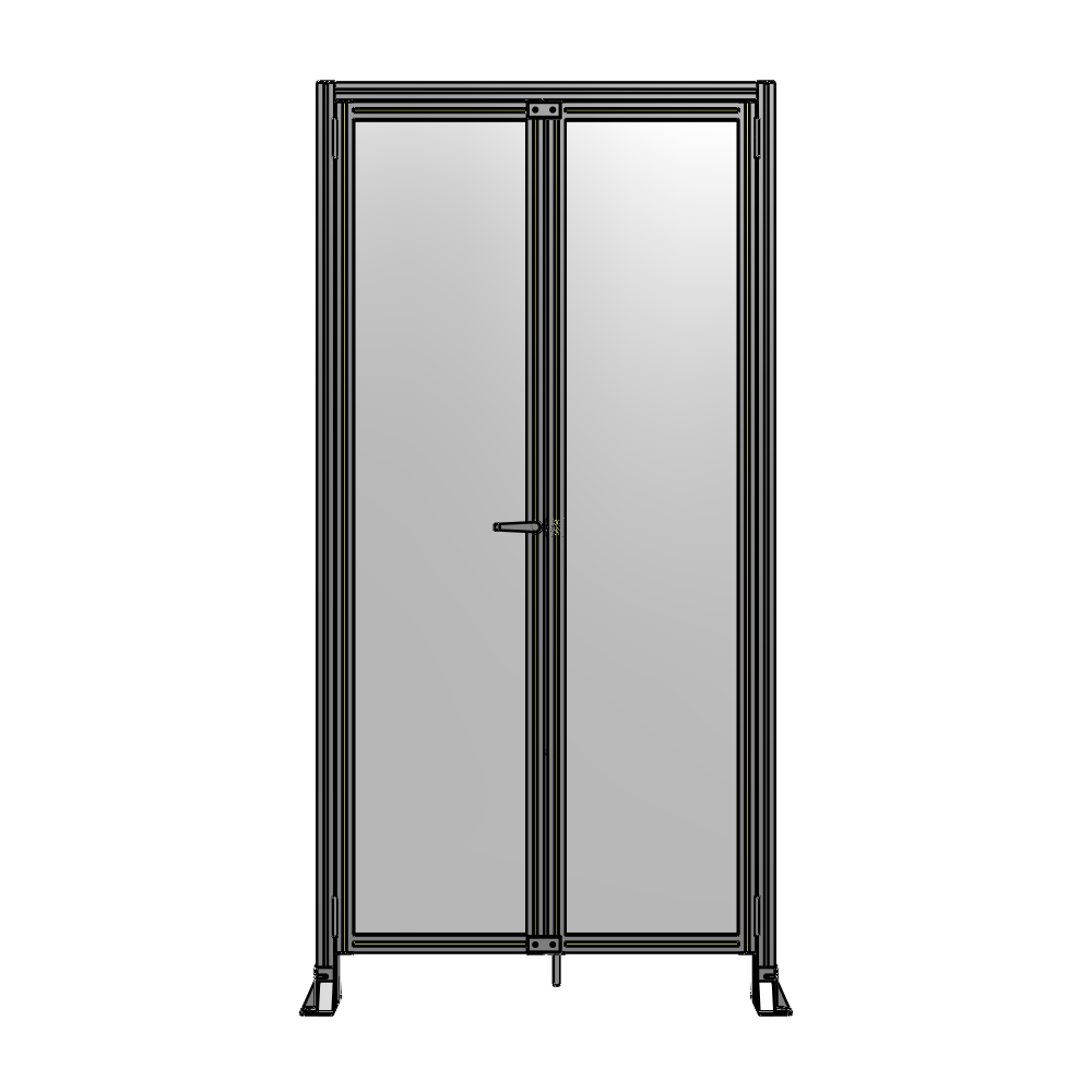 J3-2400-1200-0150-TYPTA SINGLE PANEL, DOUBLE DOOR-FRAME W/ HEADER-HANDLE ON LEFT 2400MM X 1200MM  1/4" POLYCARB, ASSEMBLED