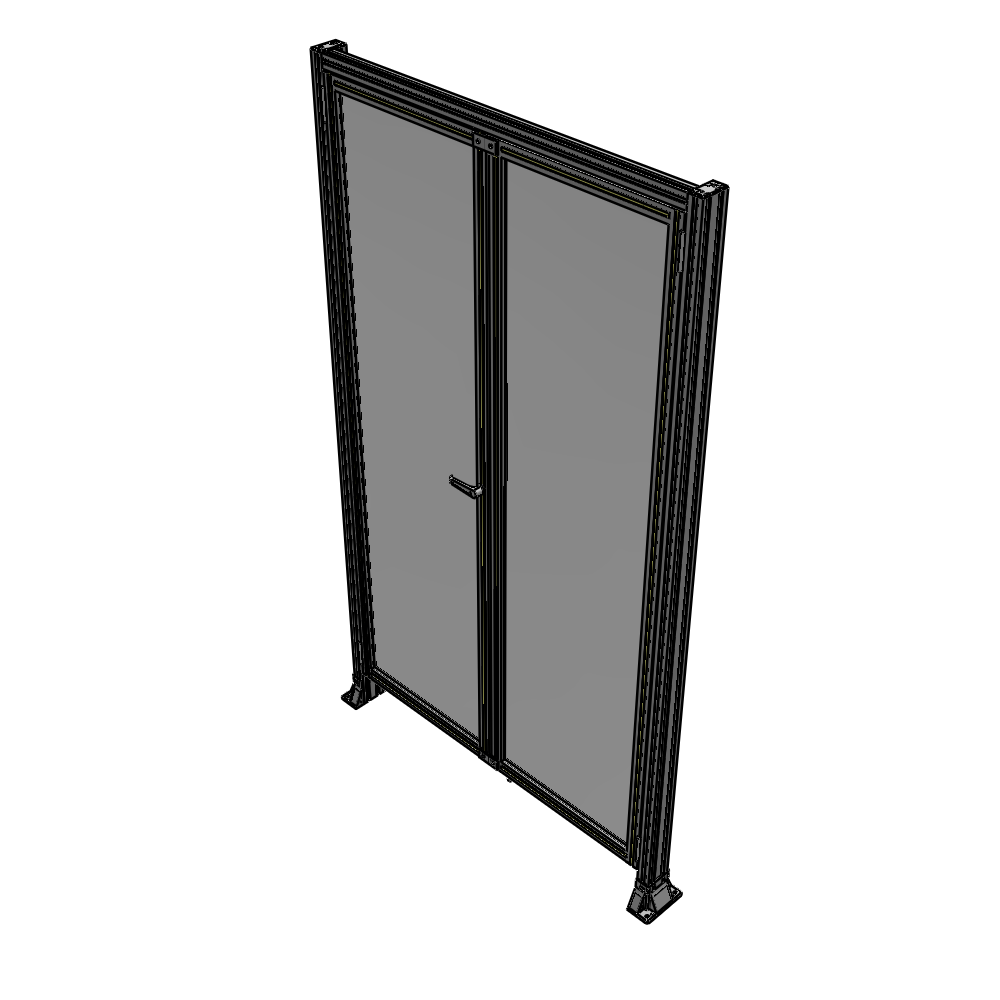 J3-2400-1400-0150-TYPTA SINGLE PANEL, DOUBLE DOOR-FRAME W/ HEADER-HANDLE ON LEFT 2400MM X 1400MM  1/4" POLYCARB, ASSEMBLED
