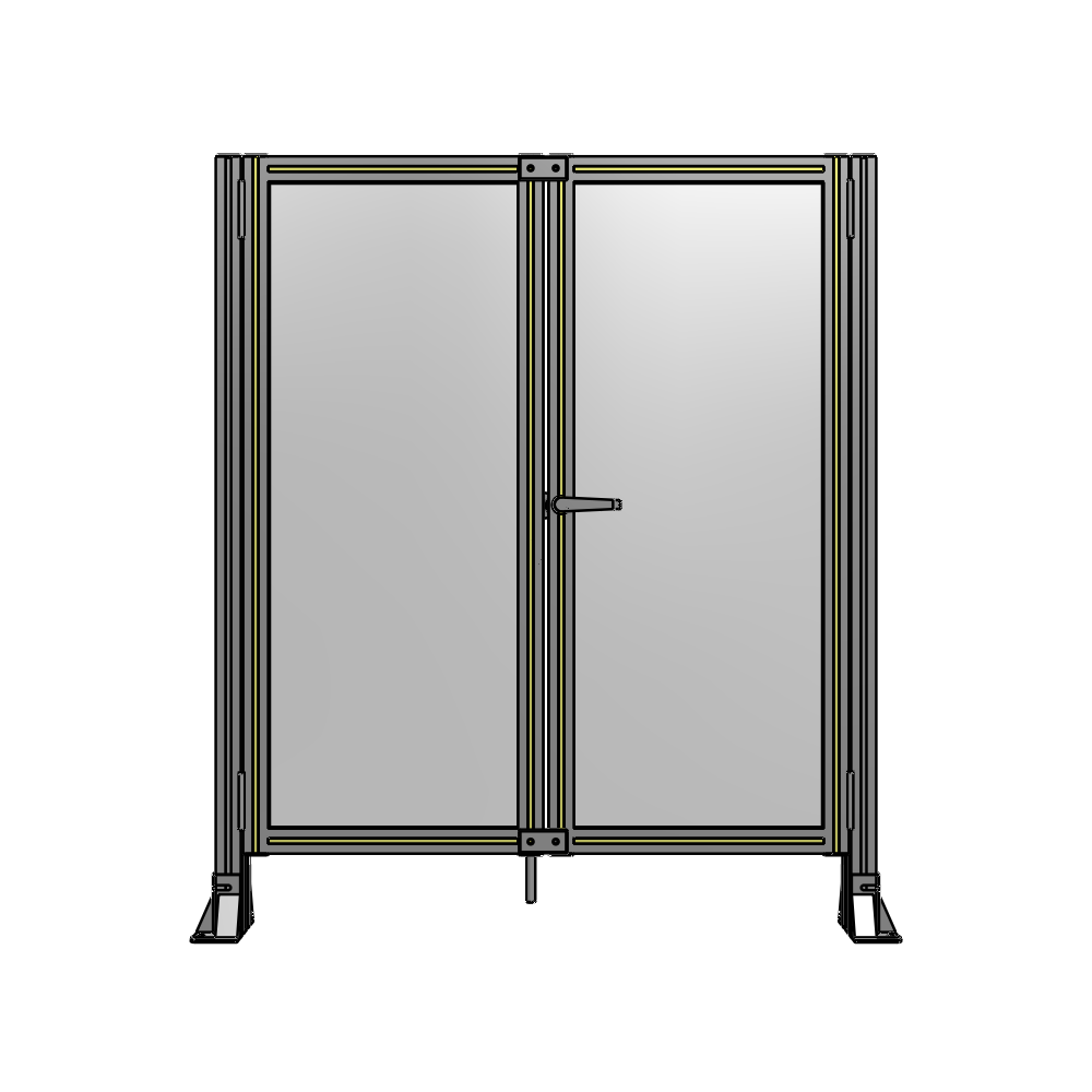 J4-1400-1200-0150-UYPTA SINGLE PANEL, DOUBLE DOOR-FRAME W/O HEADER-HANDLE ON RIGHT 1400MM X 1200MM  1/4" POLYCARB, ASSEMBLED